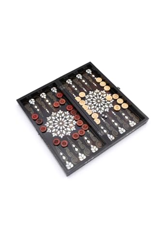 Backgammon Set Large Wooden Board Mother of Pearl Inlay Handmade Sofia Design Special Edition for Adults and Family Game Night - One Size - Image 5