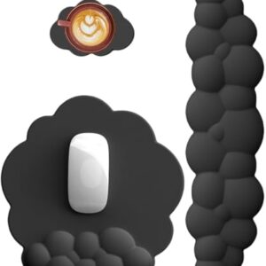 Cloud Keyboard and Mouse Wrist Rest Pad for Computer Arm Pain Relief- Ergonomic Wrist Support Mousepad with Non-Slip PU Base for Office, Gaming, and Home Use Anti-Fatigue(Black)