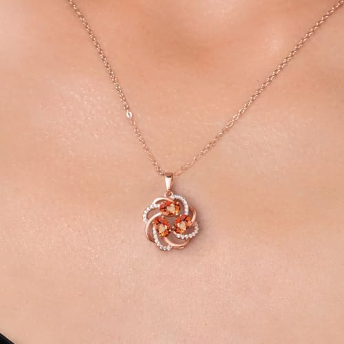 Gem Stone King 18K Rose Gold Plated Silver Gemstone Birthstones 3 Stone Spiral Pendant Necklace for Women | Oval 6X4MM | Includes 18 Inch Chain | Fine Jewelry for Her Mom Wife - Image 3