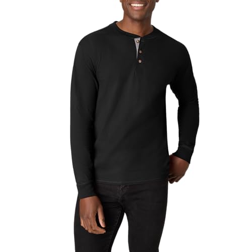 Hanes Mens T-shirts, Beefyt Henley Cotton Long Sleeve, Ebony, 3X-Large US