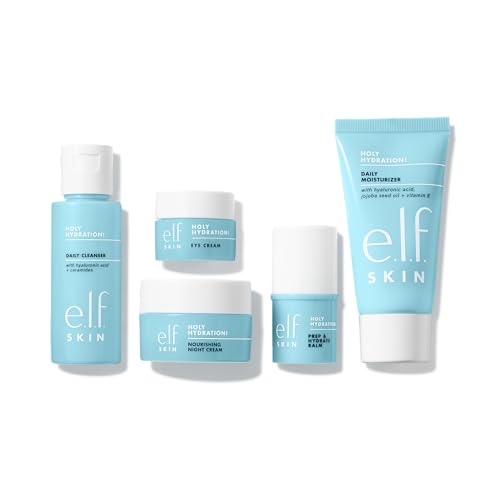 e.l.f. Skin Holy Hydration! Jet Set Travel-Friendly Hydrating Skincare Kit with Cleanser, Balm, Moisturizer, Eye & Night Cream, Vegan & Cruelty-Free - Image 3