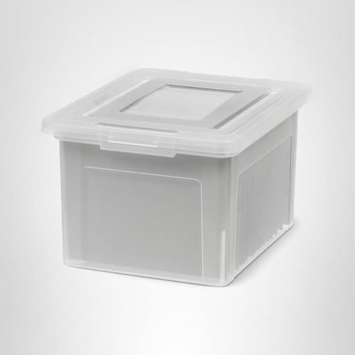 IRIS USA File Box, Plastic File Boxes With Lids, Document Organizer for Letter/Legal File, Document Box, Storage Bin For Hanging Files, Secure Latching Lid Stackable BPA-Free, Clear 35 Qt. 1 Pack - Image 9