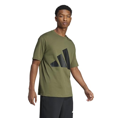 Adidas Men\'s Essentials Big Logo T-Shirt, Olive Strata/Black, Medium/Tall - Image 2