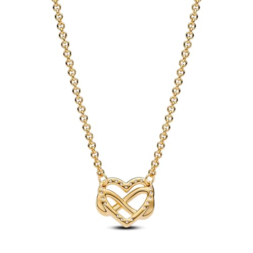 PANDORA Sparkling Infinity Heart Collier Necklace - 14K Gold-Plated Necklace with Cubic Zirconia for Women - PANDORA Moments Jewelry - Gift for Women - Includes Gift Box - 19.7“ - Image 3
