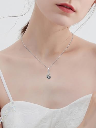 KANNSOAR Tahitian Black Pearl AAAA 18K Gold Plated Sterling Silver Pendant Necklace for Women Wife Mom Girlfriend Valentine Her Jewelry Gift for Anniversary Birthday Christmas (Trendy B, White-Gold) - Image 3