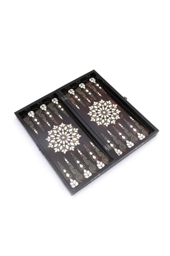 Backgammon Set Large Wooden Board Mother of Pearl Inlay Handmade Sofia Design Special Edition for Adults and Family Game Night - One Size - Image 2