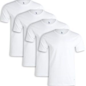 U.S. Polo Assn. Men’s Undershirt – 4 Pack Crew Neck Short Sleeve T-Shirt, White, Large