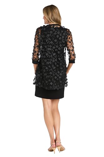 R&M Richards Women's Elegant 2-Piece 3D Floral Mesh Jacket Dress Set W/Detachable Necklace | Knee-Length Formal Outfit - Image 5