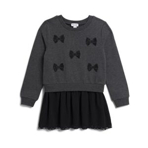 Splendid Girls’ Lacy Bow Dress, Heather Charcoal, 2