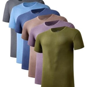 COLORFULLEAF Men’s Undershirts Bamboo Rayon Regular Fit T-Shirts Short Sleeve Crew Neck Tees 6-Pack (6B, S)