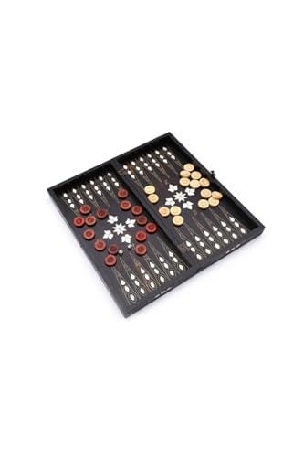 Backgammon Set Large Wooden Board Mother of Pearl Inlay Black Walnut Tree Design for Adults and Family Game Night - One Size - Image 4