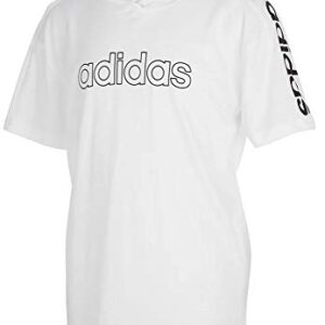 adidas Boys’ Big Short Sleeve Hooded T-Shirt (L(14/16), Core White)
