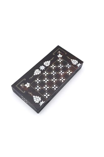 Backgammon Set Large Wooden Board Mother of Pearl Inlay Black Walnut Tree Design for Adults and Family Game Night - One Size - Image 6