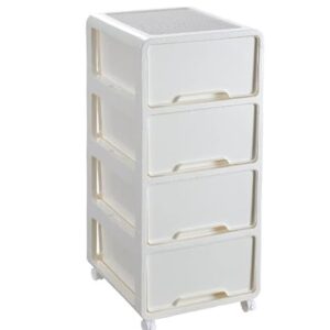 GenSDH 1-5 Drawer Type Plastic Storage Boxes,Moveable Desktop Storage Bin,Stackable Storage Containers with Lid for Living Room Bedroom Closet,White,43×48.8×88.4cm