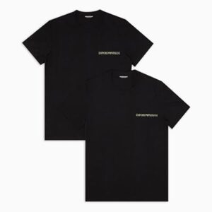 Emporio Armani Men’s 2 Pack Crew Neck T Shirt, Black, Large