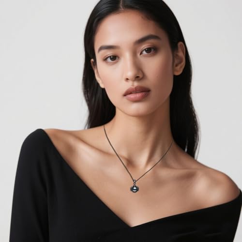 KANNSOAR Tahitian Black Pearl 8MM AAAA 18K Black Gold Plated Sterling Silver Bat Pendant Necklace for Women Wife Mom Girlfriend Her Jewelry Gift for Anniversary Birthday Halloween - Image 4