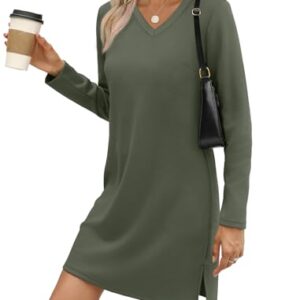 Sampeel Winter Dresses for Women 2025 Casual Long Sleeve Fashion Dress Travel Airport Outfits 2025 Green M