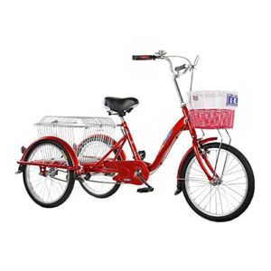 Three Wheel Bike Outdoor Adult Tricycle Mountain Bike Carbon Steel Frame Adults Trikes for with Shopping Basket Exercise Men’s Women’s Tricycle Cycling Pedalling
