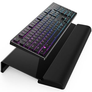 Keyboard Stand with Wrist Rest for Easy Ergonomic Typing&Working, with Silicone Wrist Rest, Yikola 3-Level Height Adjustment Space-Saving Keyboard Riser w/Silicone Wrist Rest for Office, Home