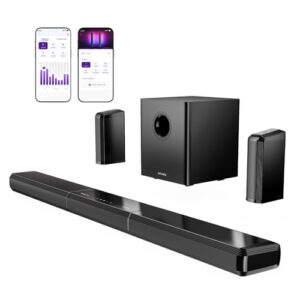 ULTIMEA 9.1ch Surround Sound System with Dolby Atmos, 2 Rear Speaker, 6.5″ Wireless Subwoofer, RGB Light, App, Detachable Surround Sound System for Home Theater, Peak Power 470W, HDMI eARC, Apollo S90