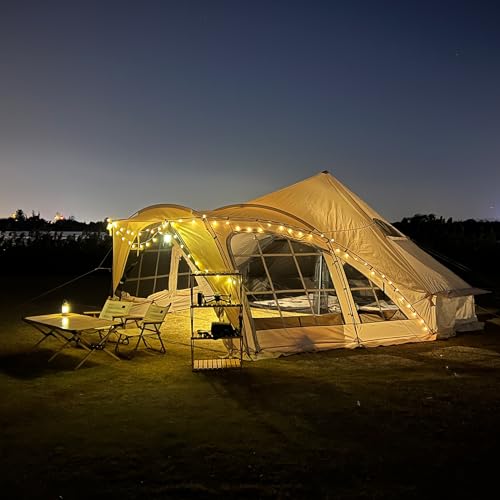 DanCoom Bell Tent, 8/10/12 Person Waterproof Large Family Tents with Sturdy Center & Vestibule, Mesh Window,Waterproof,Spacious Space for All 4 Season Camping Yurt Tent. - Image 2