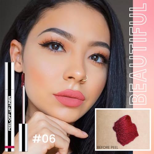 Hxssll Matte Lip Gloss Stain-Peel Off Lip Liner Tattoo, Pinkish Red Lip Tint,Long Lasting Peel Off Lip Stain, Waterproof Transfer-proof Lip Mask Lip Liner Peel Off Lip Gloss,Stayn Lip Makeup. #06 - Image 2
