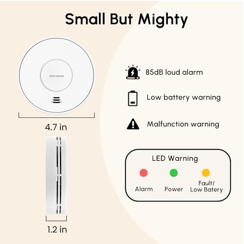 Smoke Detector Carbon Monoxide Detector Combo 10 Year Battery, KARUOTOP Smoke Alarm CO Detector with Large Test/Silence Button, Adhesive or Screw Installation - Image 4