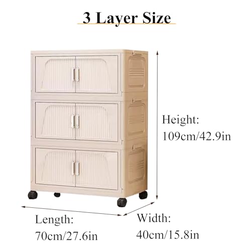 RUJHGL Upgraded Storage Bins with Lids Plastic Foldable Stackable Storage Bins Stackable Clothes Storage Bins with Wheels for Home - Image 2