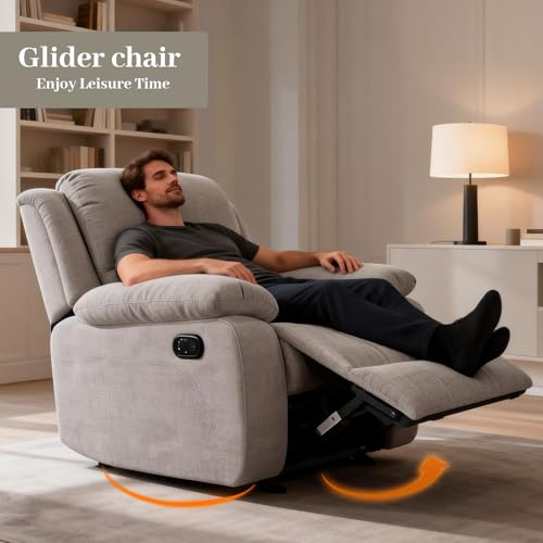 Betsy Furniture Soft Microfiber Reclining Sofa Set, Drop Down Table, Cupholder Console, Living Room Set, Sofa Loveseat Glider Chair 8018M (Light Grey, Sofa+Loveseat+Chair) - Image 6