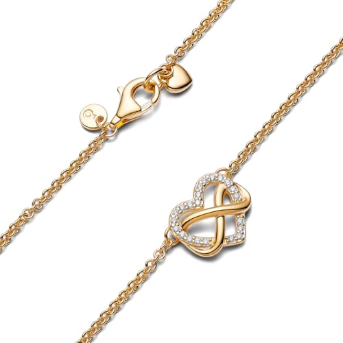 PANDORA Sparkling Infinity Heart Collier Necklace - 14K Gold-Plated Necklace with Cubic Zirconia for Women - PANDORA Moments Jewelry - Gift for Women - Includes Gift Box - 19.7“ - Image 4