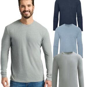 True Classic Long Sleeve Shirts for Men — Mens Long Sleeve Tee-Shirts, Henley Shirts for Men or Waffle-Knit Thermal T-Shirts – Classic Crew Neck – Regular, Pack of 3, Variety, XL