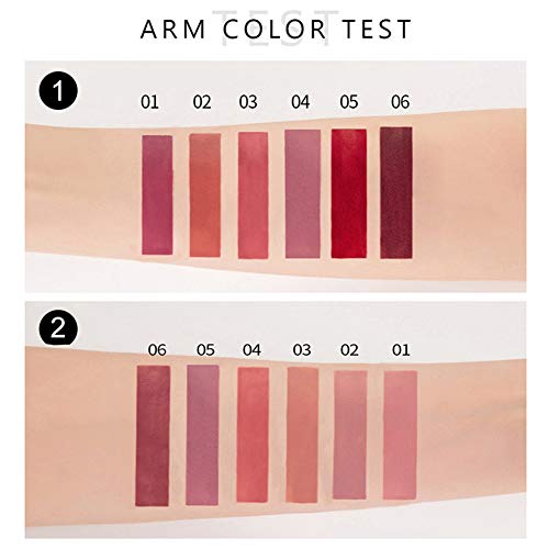 6Pcs Nude Matte Liquid Lipstick Set, Waterproof Long Lasting Non-Stick Cup Nude Lipstick 24 Hour Not Fade Matte Lipstick Professional Lip Gloss Makeup Valentine\'s Day Gifts for Women (Set B) - Image 8