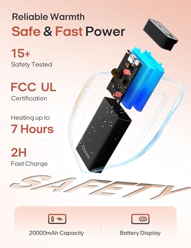 Ourea Battery Operated Heated Blanket for Outdoor Use-Rechargeable 12v Cordless Heated Blanket with 3 Heating Levels, Includes 20000mAh Power Bank, Portable for Camping, Car, Stadium, Indigo - Image 4