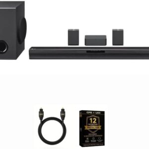 LG SQC4RKIT1 Sound Bar with 12 Mo CPS, HDMI Cable, 4.1 Channel Home Theater System, Wireless Subwoofer and Rear Speakers, Dolby Digital Surround Sound, Bluetooth, Wall Mountable, Black
