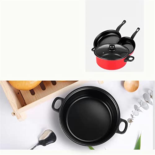 CGKs6anmU cookware Set 3 Piece Nonstick Cookware Set Includes Milk Pot Stock Pot Frying Pan with 1 Glass Lid (Color : A, Size : See Description) (A See Description) (A See Description) - Image 3