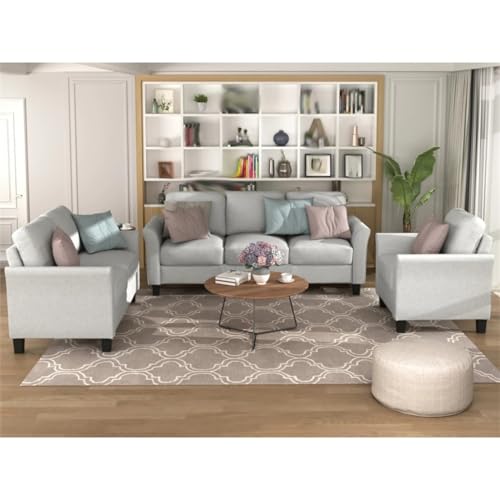 DUYHBAWRS Living Room Sets Furniture Armrest Sofa Single Chair 3-Seat (Chair,3-Seat, Light Gray) - Image 2