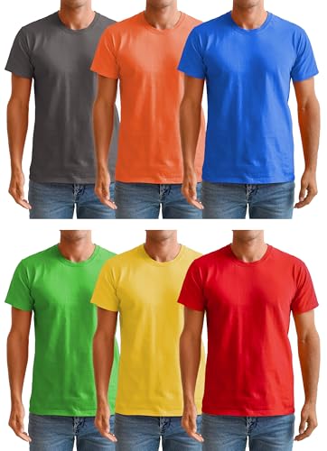 BILLIONHATS Men’s Cotton T-Shirt 6 Pack, Big Tall Short Sleeve Lightweight Tees for Men, Packs of Bulk T-Shirts - Image 3