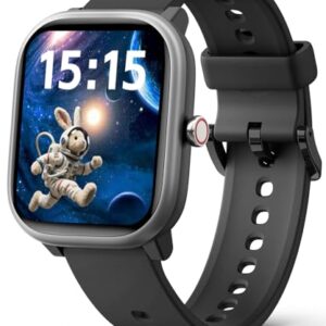 Roffnet Kids Smart Watch for Boys Girls, Fitness Tracker with Heart Rate Sleep Monitor, 1.83″ Touchscreen with 12 Puzzle Games, Waterproof Activity Tracker Pedometer for Android iPhone (Black)