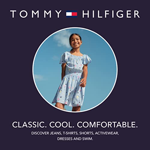 Tommy Hilfiger Girls' Short Sleeve Lightweight Denim Dress, Collared with Cinched Waist, Dekalb Wash, 7 - Image 3