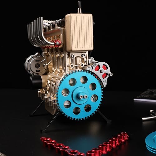 TECHING v4 Engine Model kit Full Metal Model Engine Assembly Kit Kids Run Adults 350+Pcs Assembly time 4 Hours DIY Toy Gift (4 Cylinder Engine kit) - Image 9