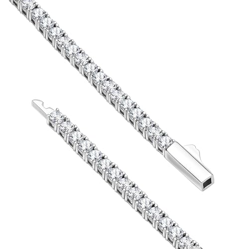 EcoGems LAB GROWN EXPERTS Eco Gems Moissanite Tennis Necklace and Bracelet Set – 18K White Gold Plated Sterling Silver, 3.50–5.50 Cttw, Unisex Fine Jewelry Gift Box - Image 5