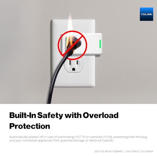 YoLink Smart Energy Plug 15A, 2 Pack, LoRa Control up to 1/4 Mile, High-Power Appliances, Cylce Timer, Real-Time Power Monitor, Overload Protection, Notifications, Alexa, Google, IFTTT, Hub Included - Image 7