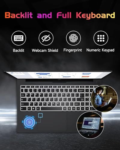 NIMO 15.6" IPS FHD-Laptop-Computer, Intel Pentium Quad Core N100 4GB RAM 128GB SSD (Beat i3-1115G4, Up to 3.4GHz) Backlit Keyboard Fingerprint Type-C WiFi 6 BT5.2, for Student and Home - Image 6