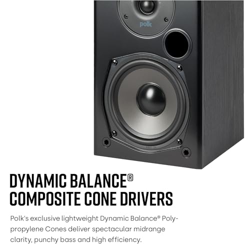 Polk Audio T15 Home Theater and Stereo Bookshelf Speakers – Deep Bass Response, Dolby and DTS Surround, Wall-Mountable, Pair, Black - Image 2