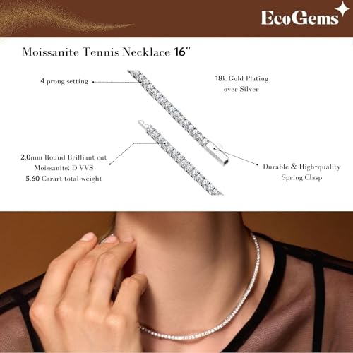 EcoGems LAB GROWN EXPERTS Eco Gems Moissanite Tennis Necklace and Bracelet Set – 18K White Gold Plated Sterling Silver, 3.50–5.50 Cttw, Unisex Fine Jewelry Gift Box - Image 9