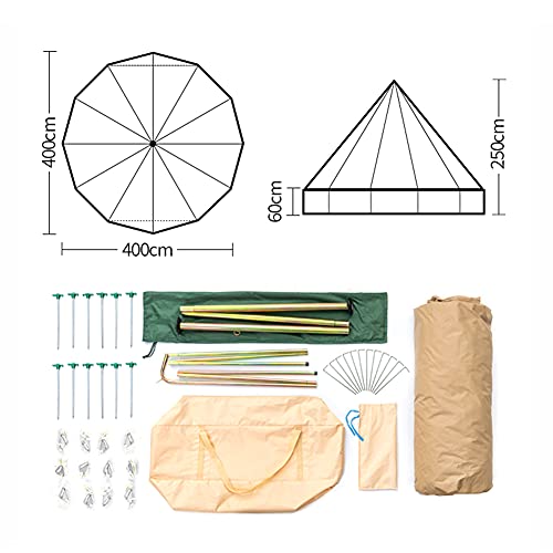 QZQHNYJ Pyramid Tent Yurt Tent Outdoor Family Camping Waterproof Bell Tent with Stove Hole Camping Pyramid Tipi Tent in Groundsheet, Camping, Glamping, Festiv - Image 8