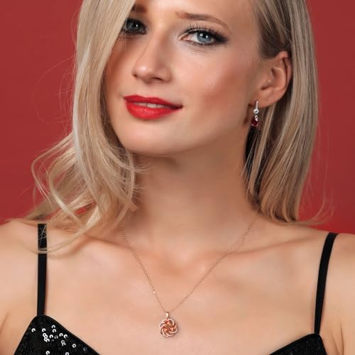 Gem Stone King 18K Rose Gold Plated Silver Gemstone Birthstones 3 Stone Spiral Pendant Necklace for Women | Oval 6X4MM | Includes 18 Inch Chain | Fine Jewelry for Her Mom Wife - Image 4