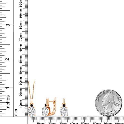 Gem Stone King 18K Rose Gold Plated Silver Pendant and Earrings Jewelry Set Near Colorless Oval 6.37cttw Moissanite and Diamond - Image 2