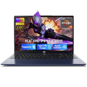 NIMO 15.6″ IPS FHD-Gaming-Laptop, AMD Ryzen 7 8745HS 64GB DDR5 RAM 2TB SSD (Beat R9 6900HX, up to 4.9GHz) Radeon 780M GPU Business Computer with 100W Type-C Backlit Keyboard, Fingerprint USB-C 4.0