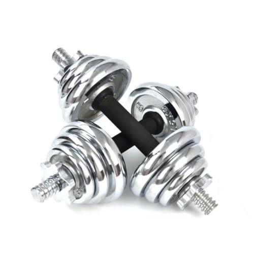 Dumbells Electroplated Pure Iron Dumbbell Fitness Home Adjustable And Removable Weightlifting Barbell Set Combination Dumbell Set (Silver 30KG) - Image 3